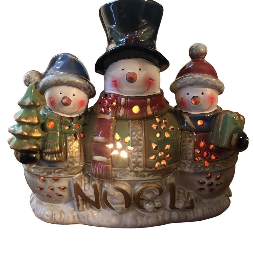 NOEL Light Up Snowman Christmas Decor Lights Winter Snowy Sparkle Table Top